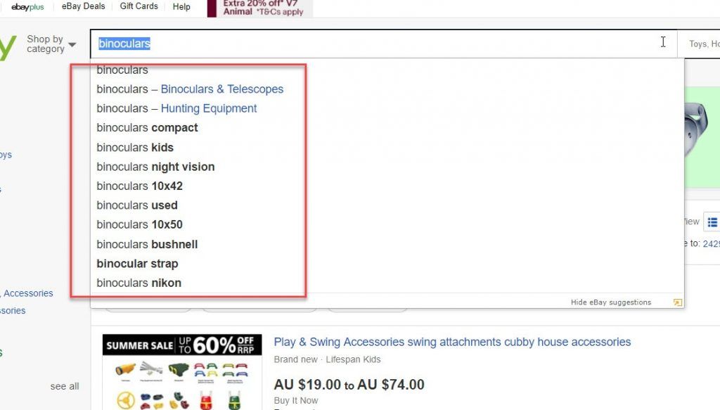 Ebay keywords deals