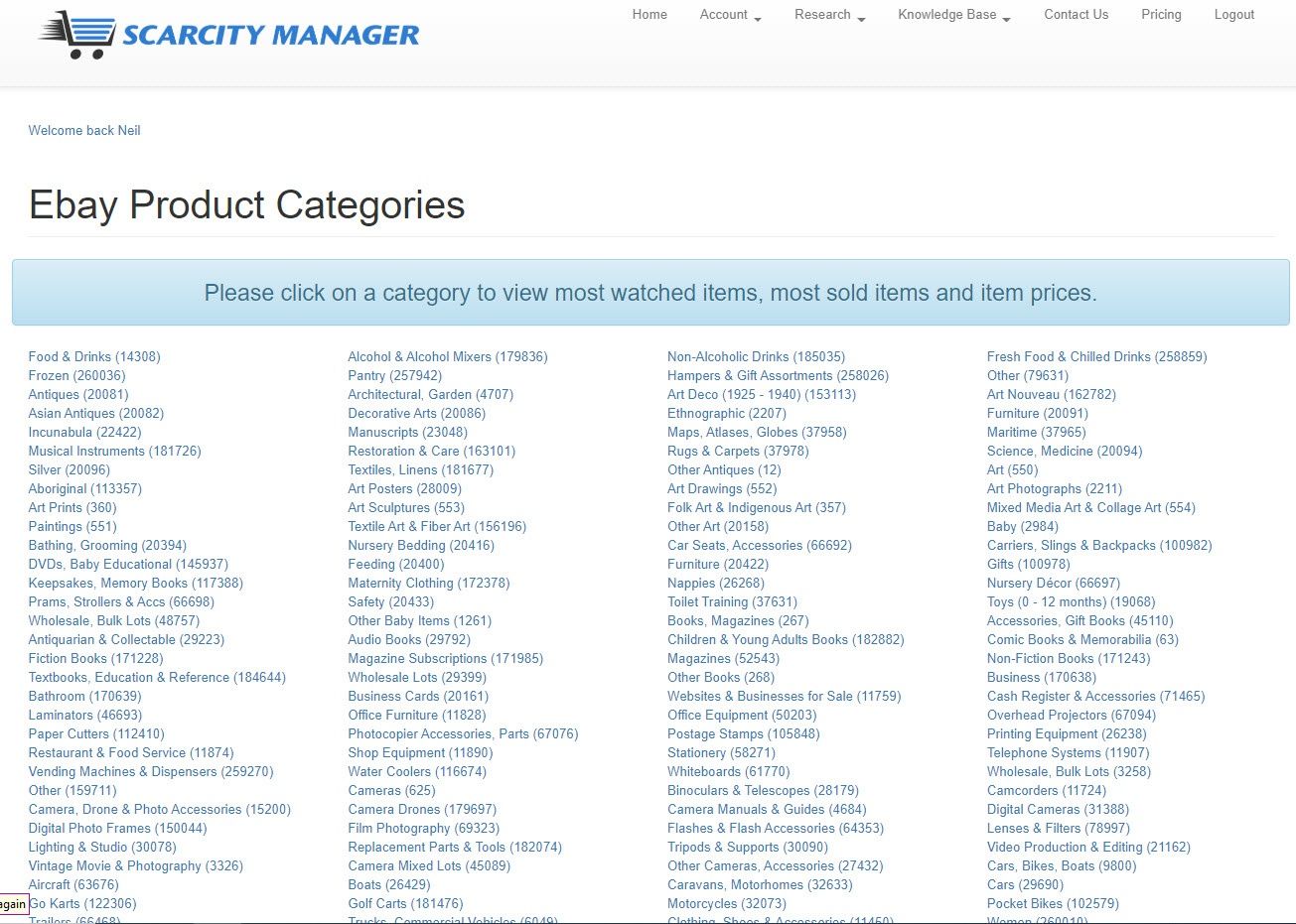 Ebay Product Categories