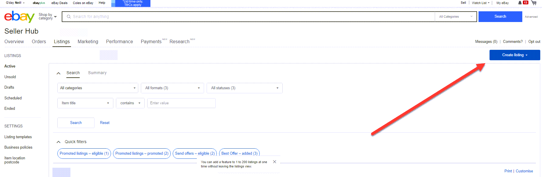 how to add variations to ebay listing