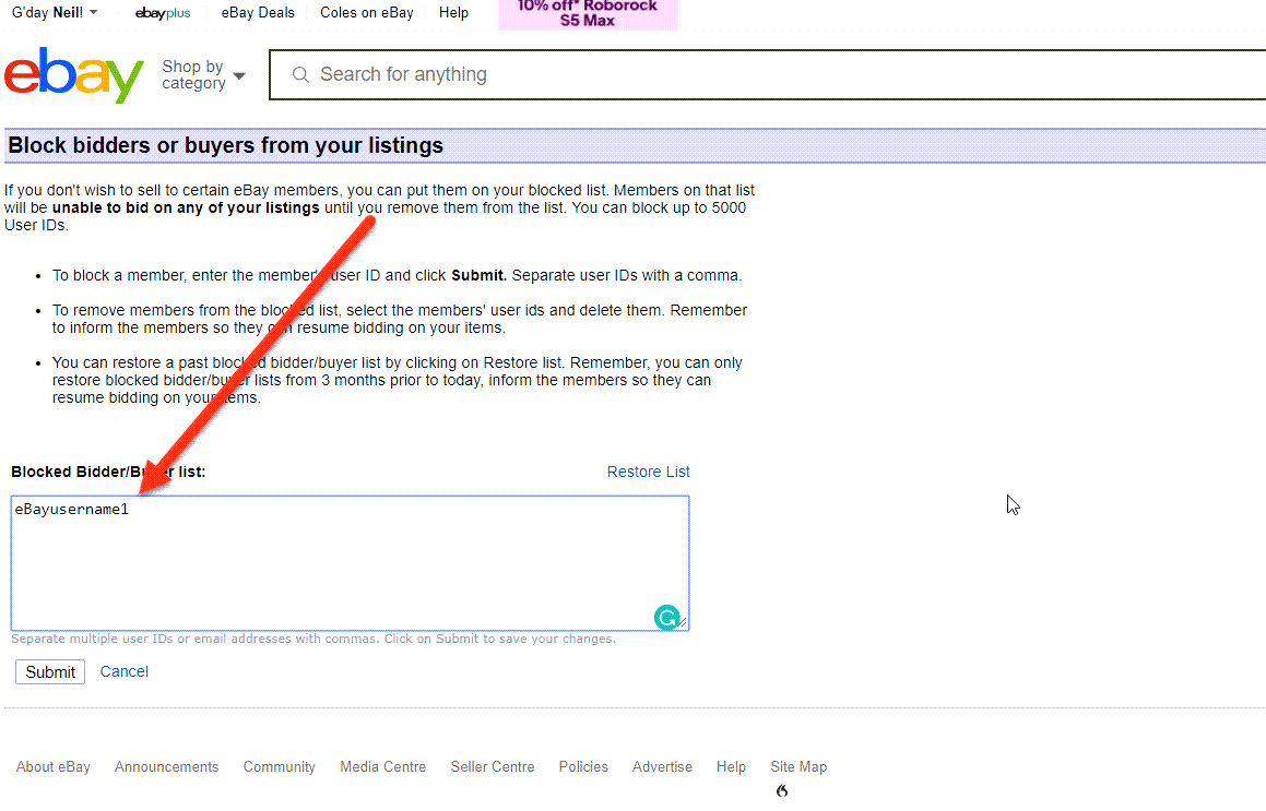 How to block eBay Buyer