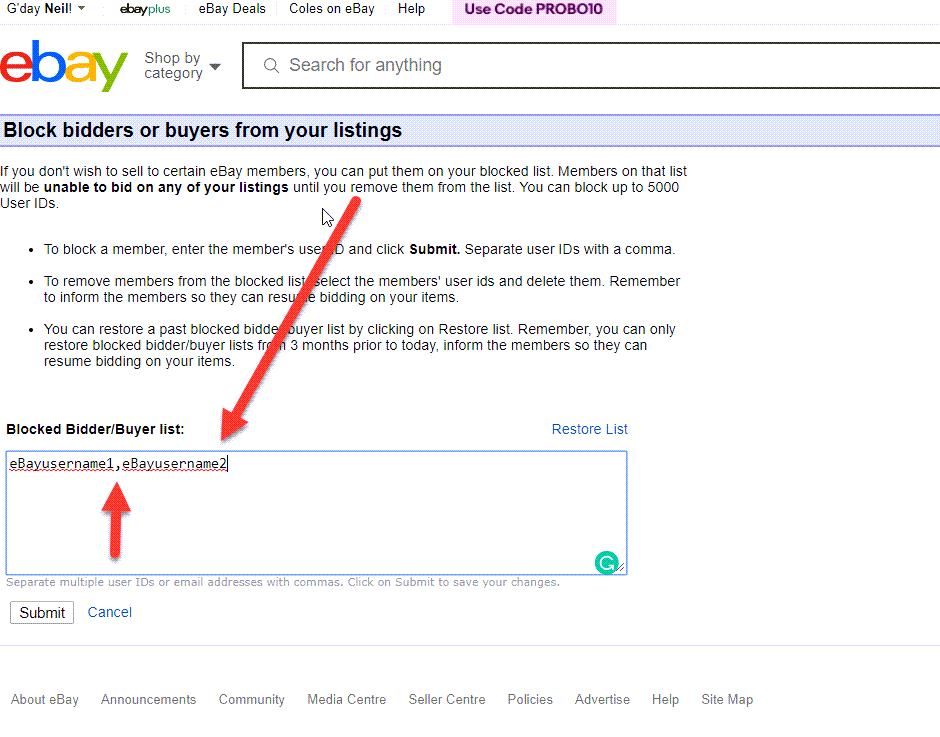 How to block eBay Buyer