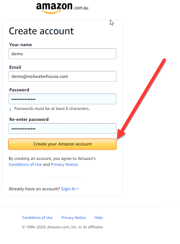 create amazon account